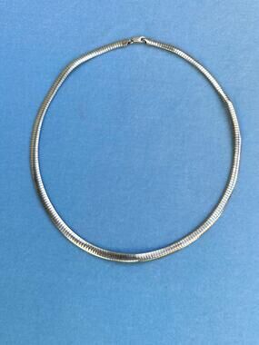 Vintage Sterling Silver Omega Chain Necklace Domed Choker 925 Italy Solid 21G
